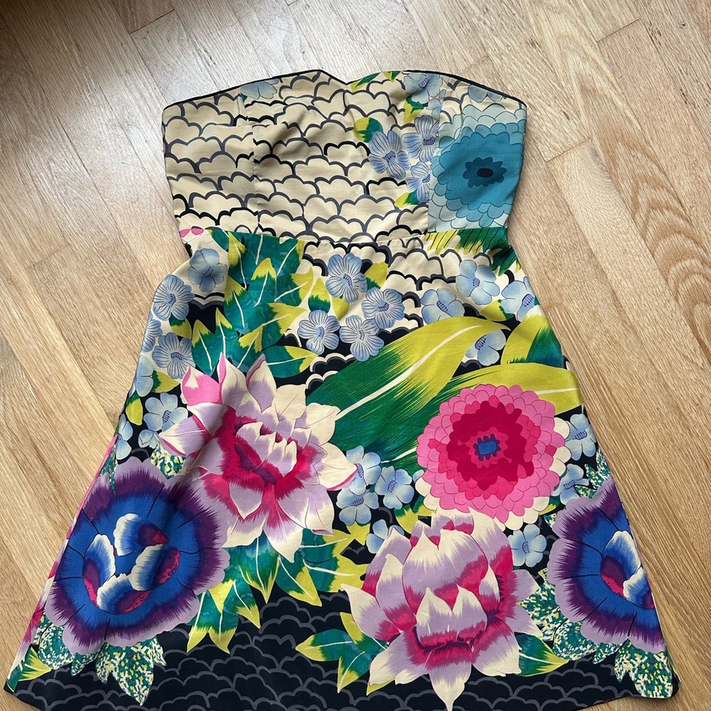 Moulinette Soeurs for Anthropologie Multicolor Strapless Dress